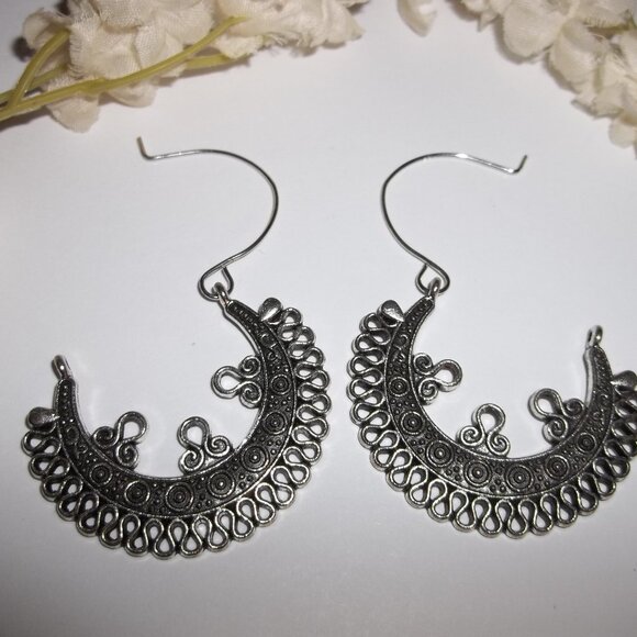 Silver Boho Hoop Earring Bohemian Style Woman Girl Fashion Jewelry Set Pair D161 - Picture 2 of 5